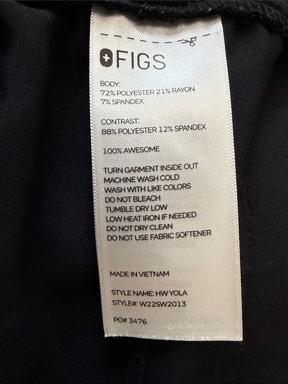 Figs Women’s Black High Waisted Yola Scrub Pants Size XXL - Picture 8 of 8